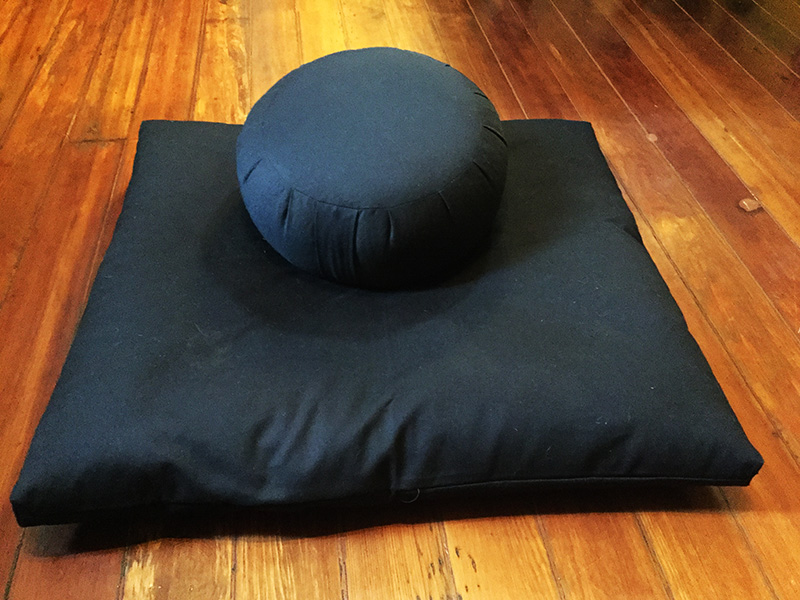 One of several meditation cushions for use in our meditation and yoga room.